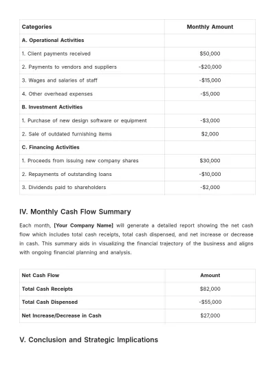 Free Interior Design Cash Flow Statement Template to Edit Online