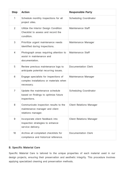 Free Interior Design Maintenance Procedure Template to Edit Online