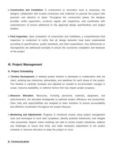 Free Interior Design Procedure Policy Template to Edit Online
