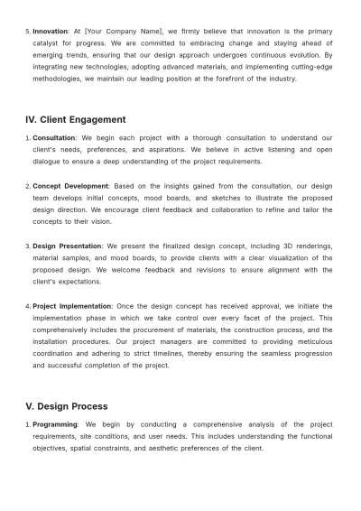Free Interior Design Management Policy Template to Edit Online