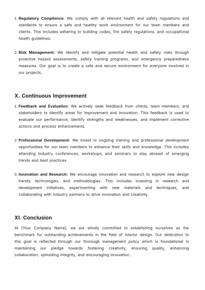 Free Interior Design Management Policy Template to Edit Online