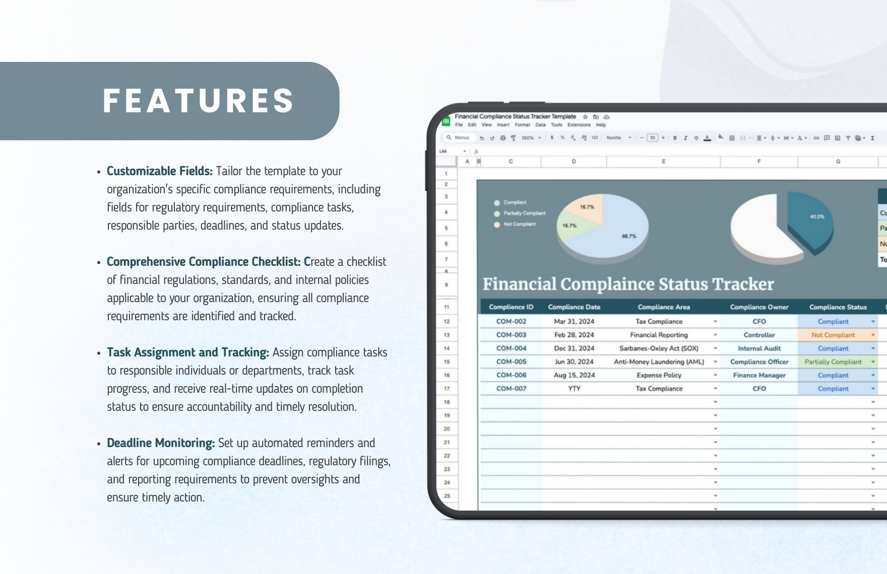Financial Compliance Status Tracker Template
