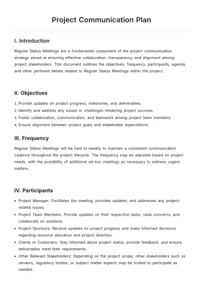 Free Project Communication Plan Template to Edit Online