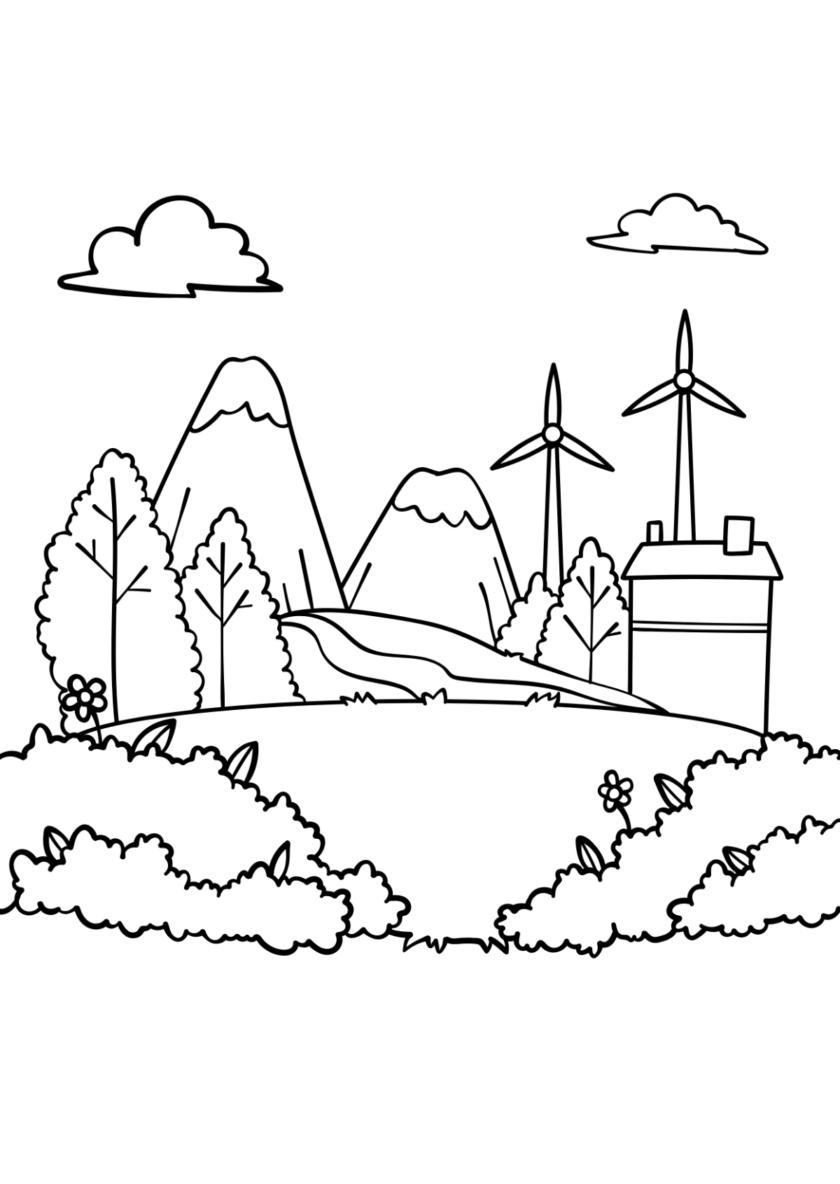 Environment Drawing For Kids Template