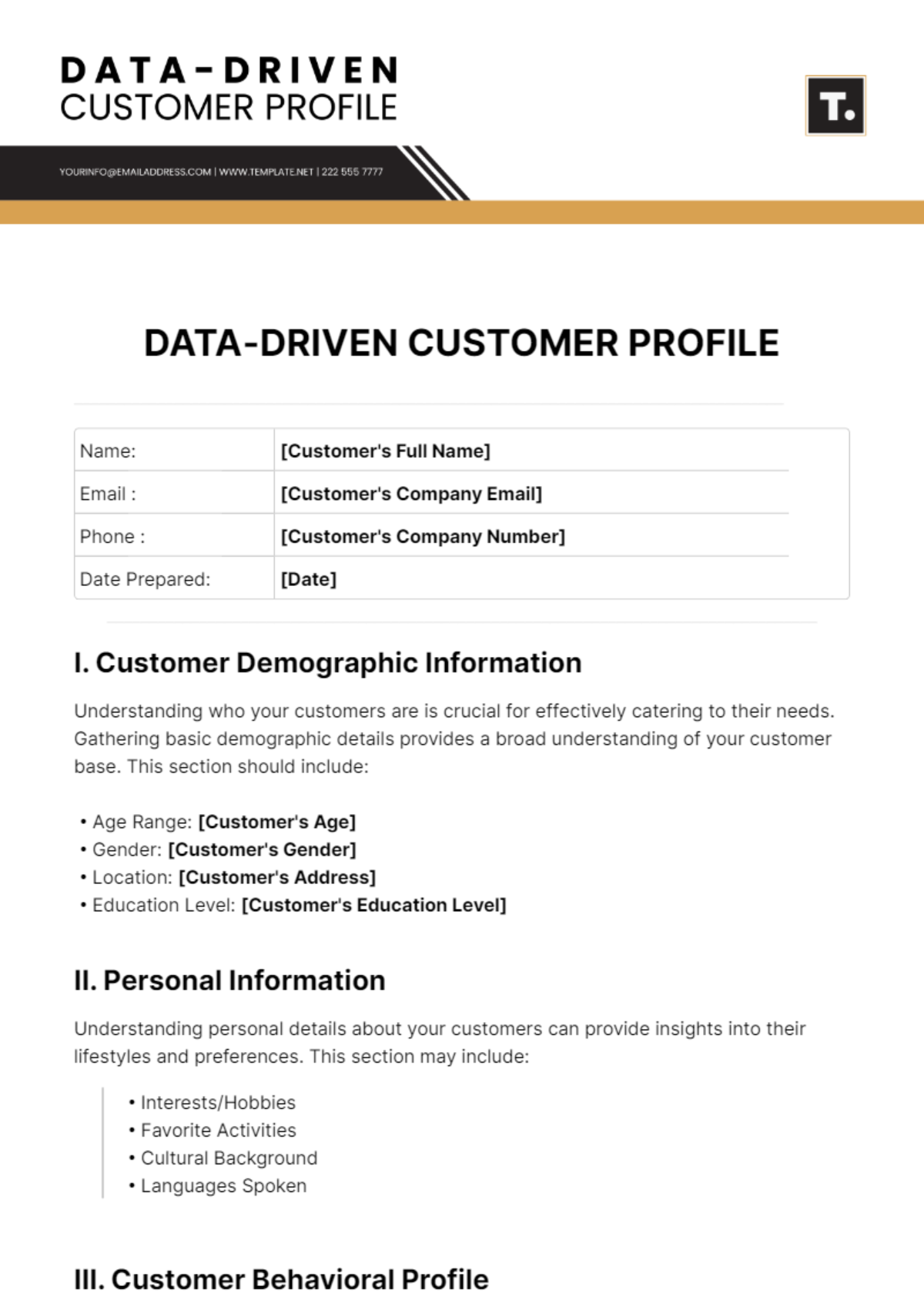 Data-Driven Customer Profile Template - Edit Online & Download