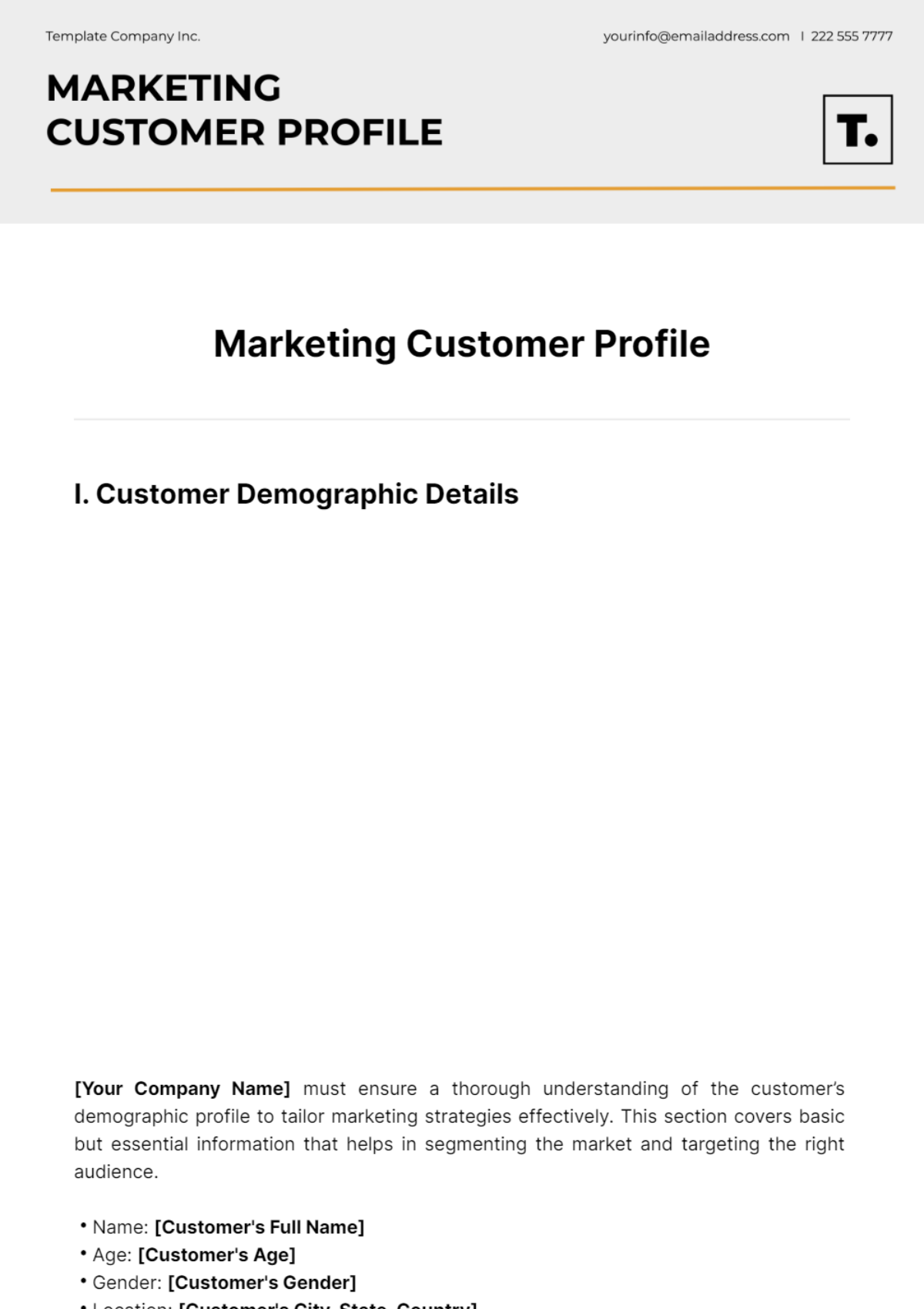 Marketing Customer Profile Template