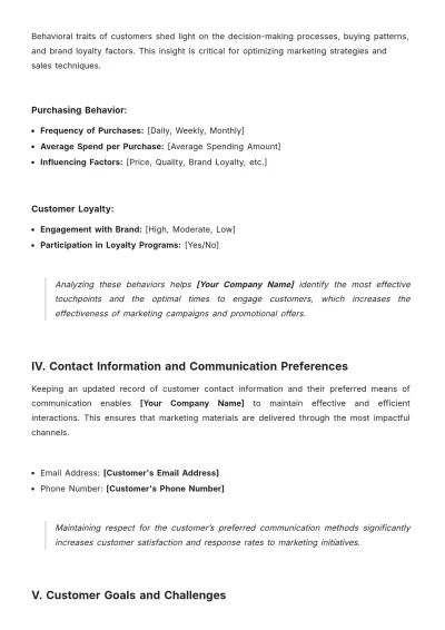 Free Marketing Customer Profile Template to Edit Online