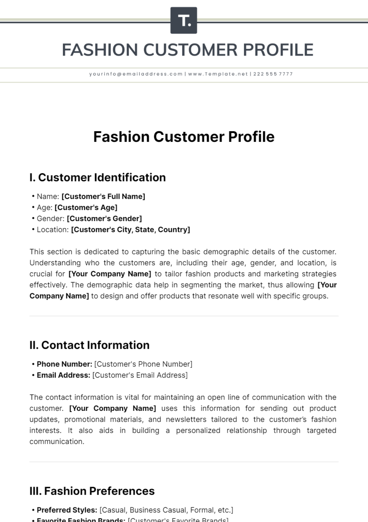 Fashion Customer Profile Template - Edit Online & Download