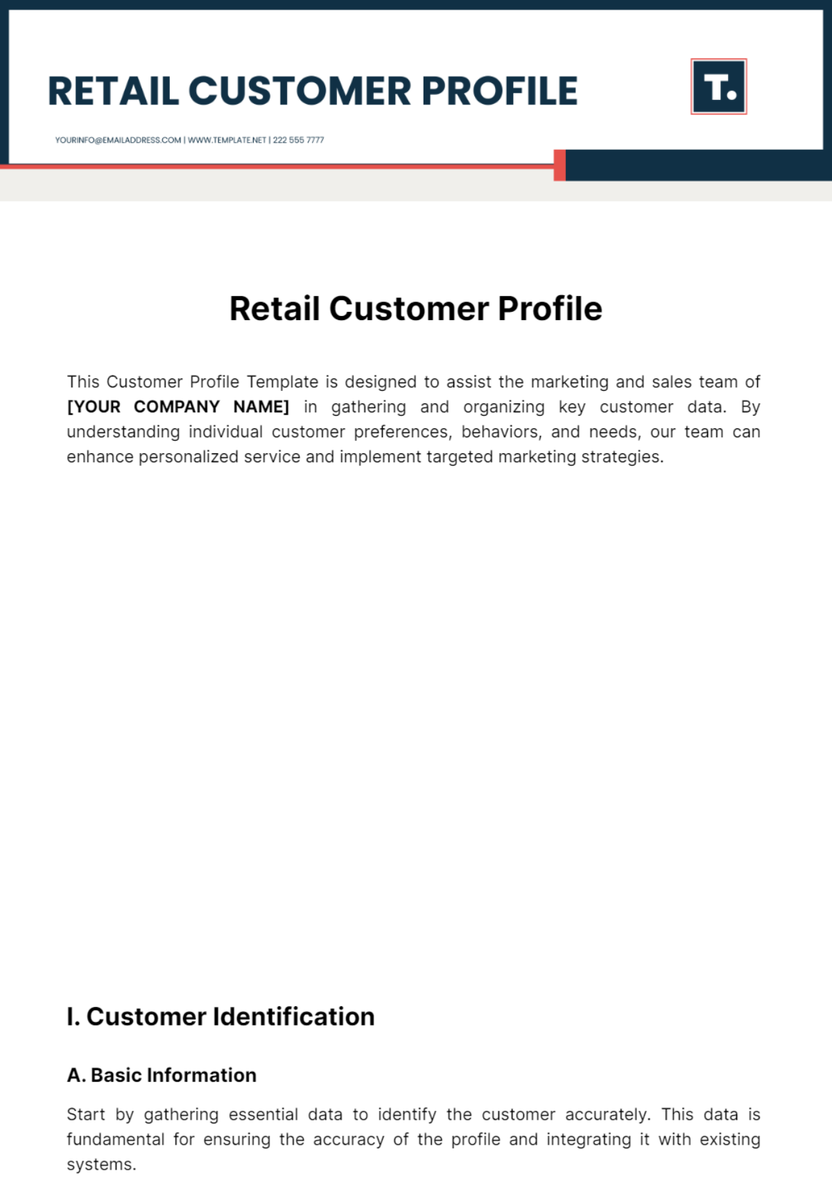 Retail Customer Profile Template
