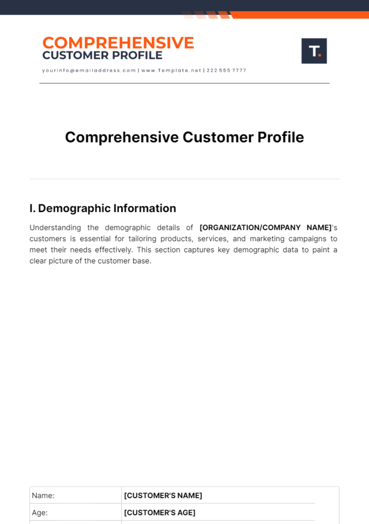 Comprehensive Customer Profile Template