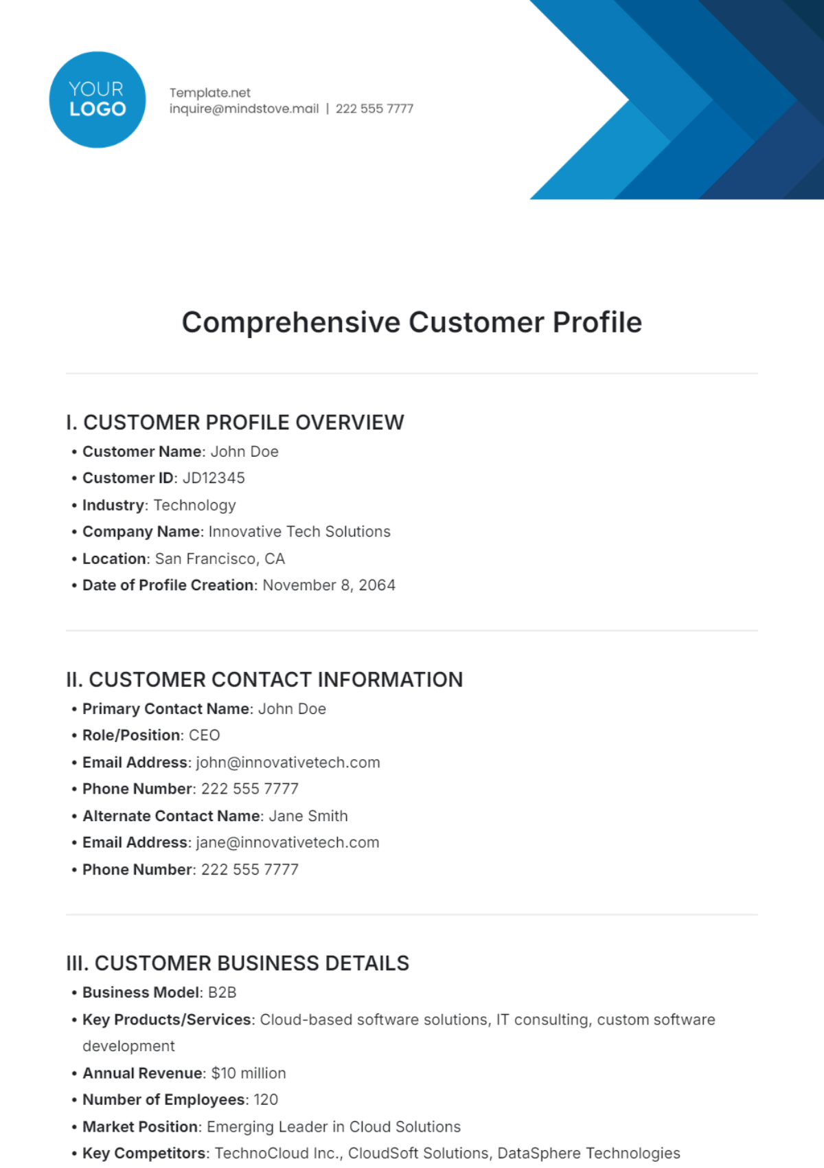 Comprehensive Customer Profile Template - Edit Online & Download