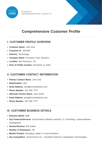 Free Comprehensive Customer Profile Template to Edit Online