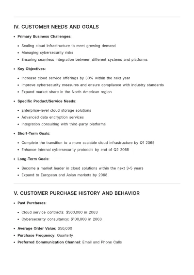 Free Comprehensive Customer Profile Template to Edit Online