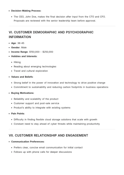 Free Comprehensive Customer Profile Template to Edit Online
