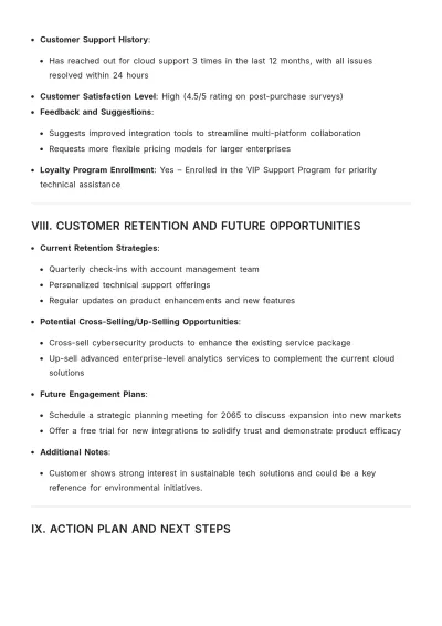 Free Comprehensive Customer Profile Template to Edit Online