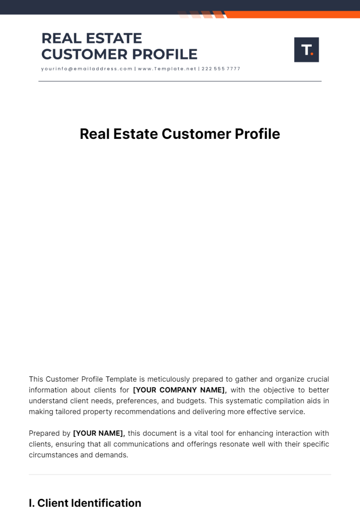 Real Estate Customer Profile Template