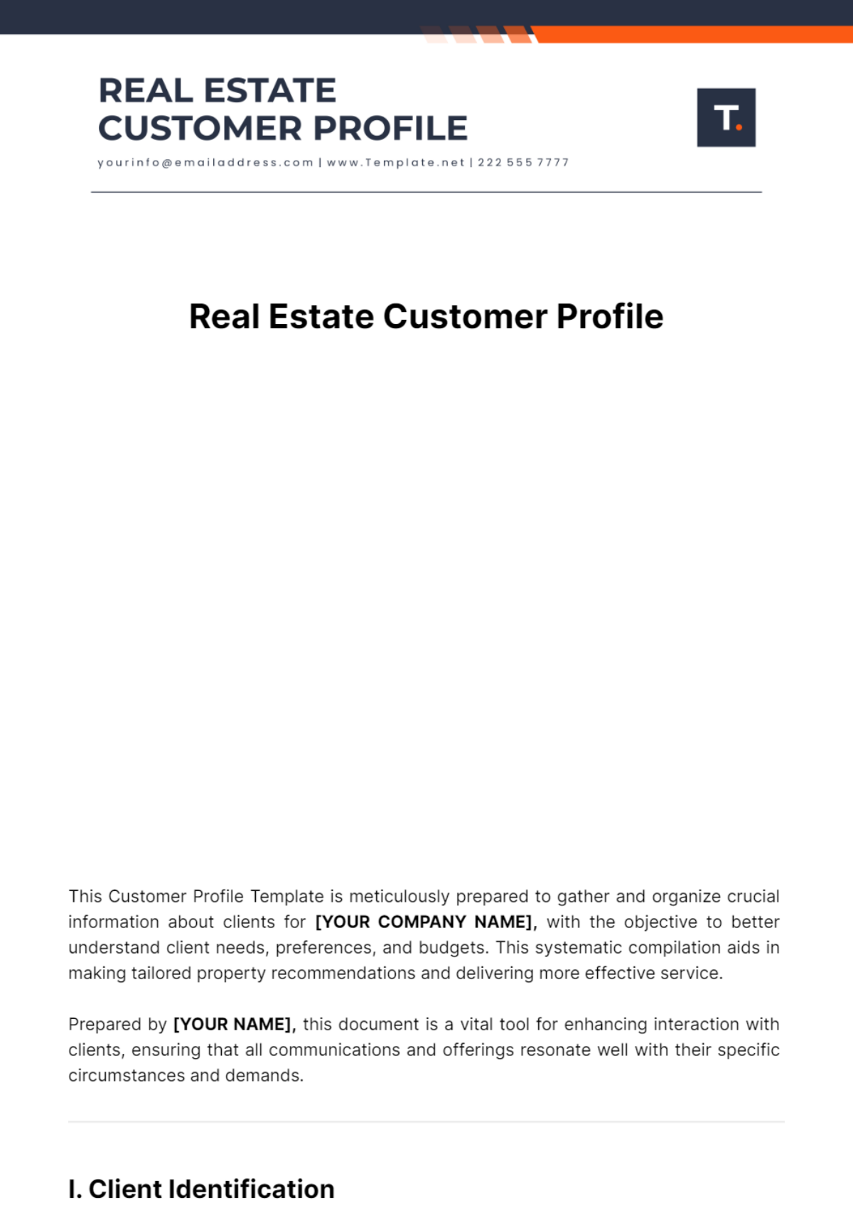 Real Estate Customer Profile Template - Edit Online & Download