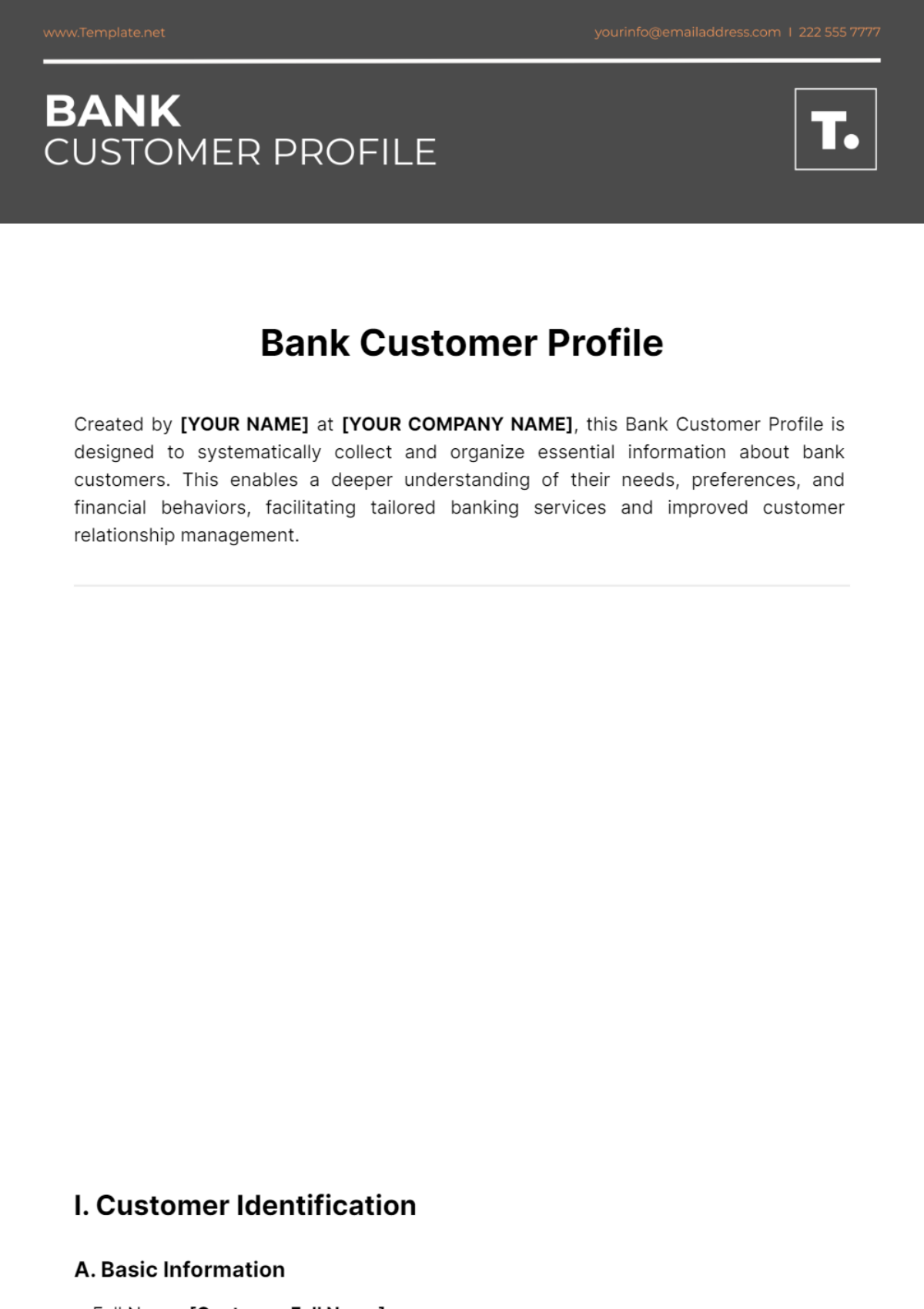 Bank Customer Profile Template