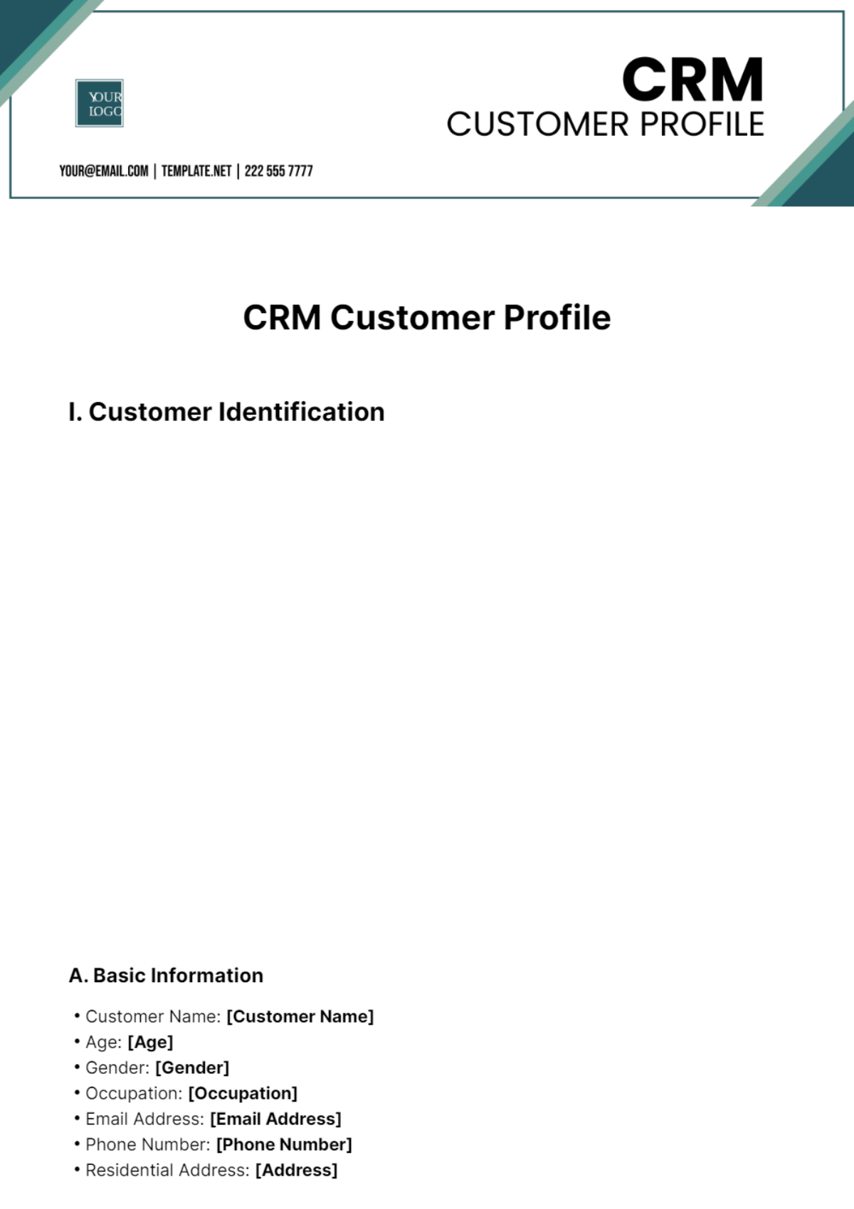 CRM Customer Profile Template