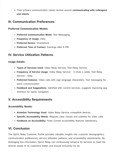 Free Sprint Relay Customer Profile Template to Edit Online
