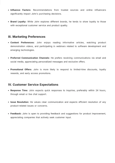 Free Behavioral Customer Profile Template to Edit Online