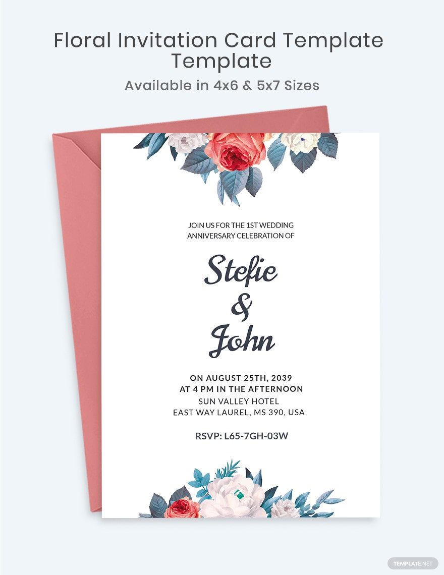 Floral Wedding Invitation Card Template in Illustrator, PSD, Word, Publisher, Pages, Outlook - Download | Template.net