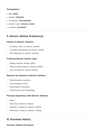Free Electric Vehicle Customer Profile Template to Edit Online