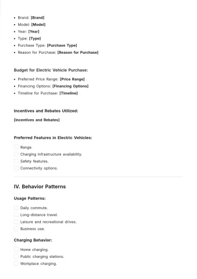 Free Electric Vehicle Customer Profile Template to Edit Online