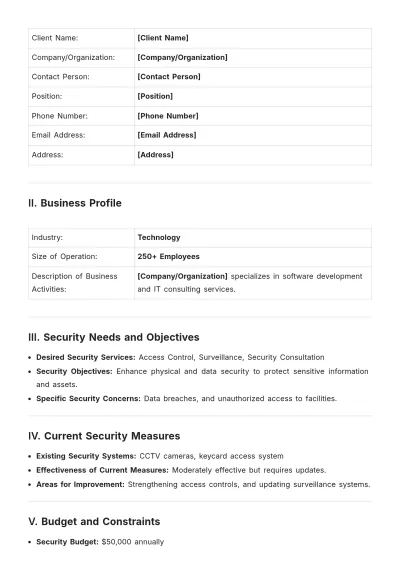 Free Security Services Customer Profile Template to Edit Online
