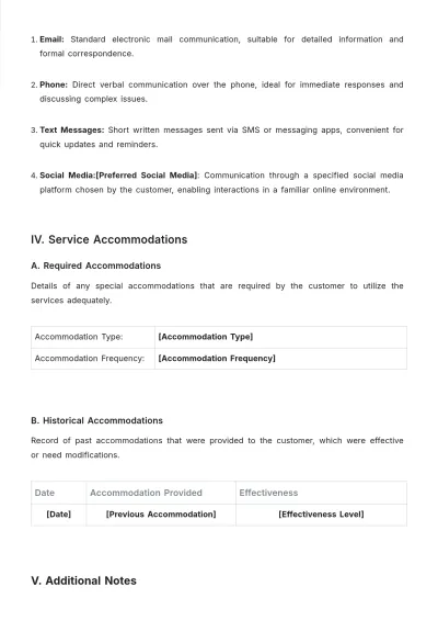 Free Sprint Accessibility Customer Profile Template to Edit Online