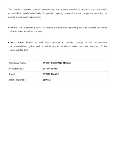 Free Sprint Accessibility Customer Profile Template to Edit Online