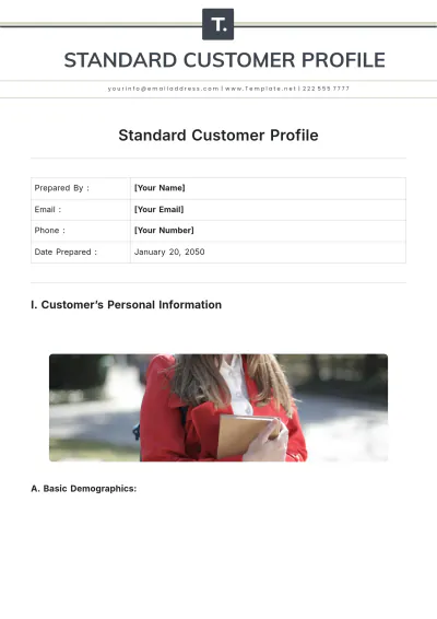 Free Standard Customer Profile Template to Edit Online