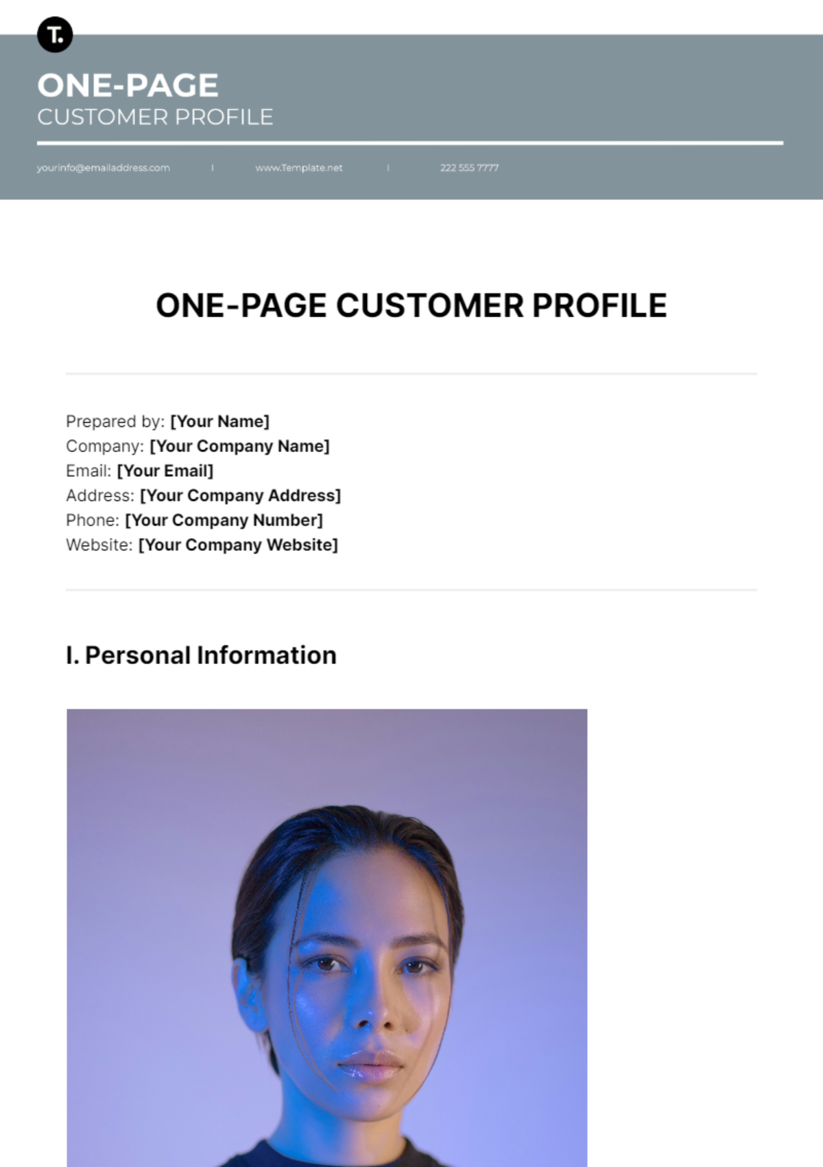 One Page Customer Profile Template