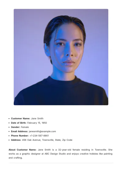 Free One Page Customer Profile Template to Edit Online