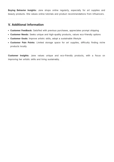 Free One Page Customer Profile Template to Edit Online