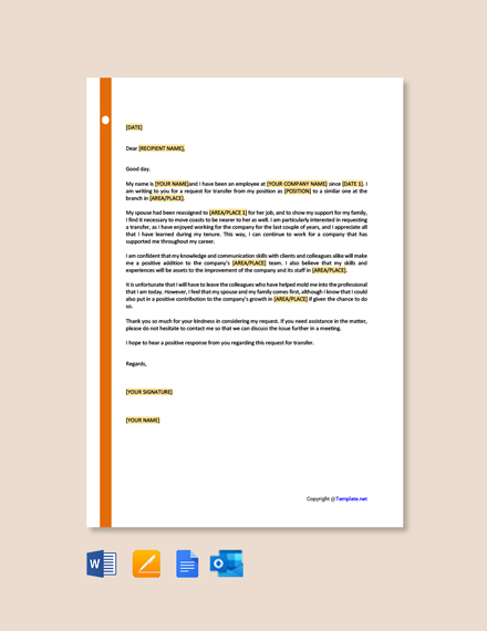 FREE School Transfer Letter from One Branch to Another Template - Word ...