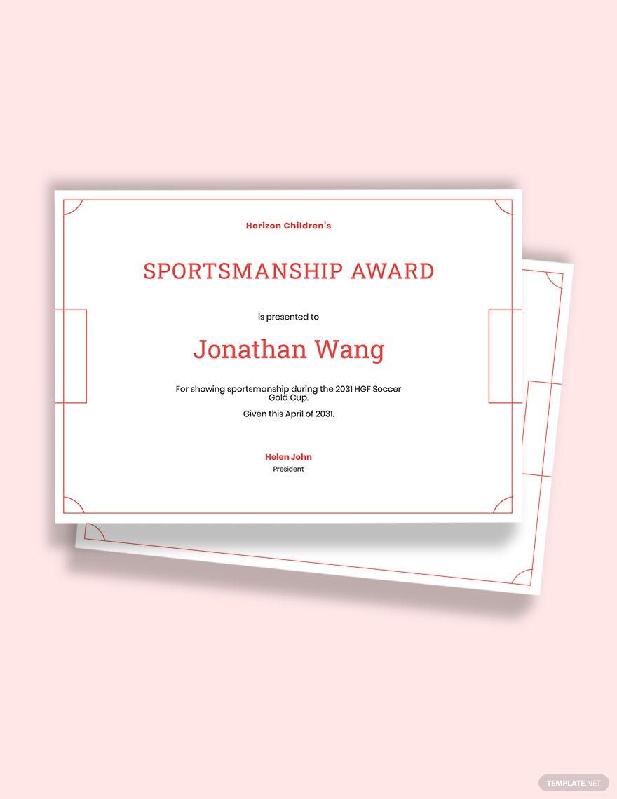Printable Soccer Award Certificate Template