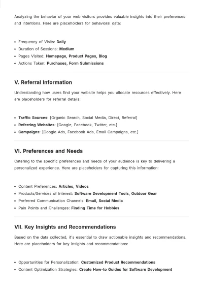 Free Web Customer Profile Template to Edit Online
