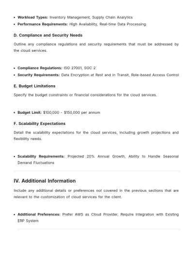 Free Cloud Services Customer Profile Template to Edit Online