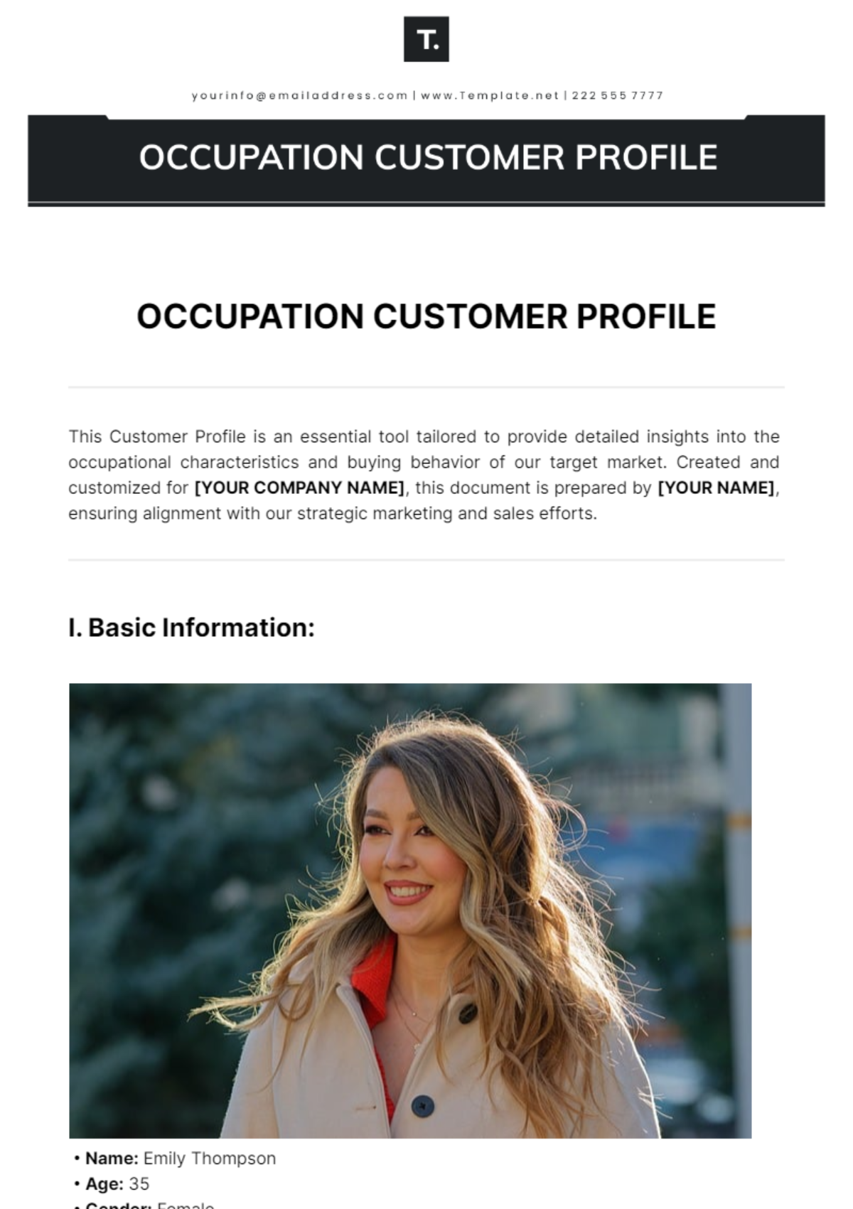 Occupation Customer Profile Template