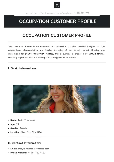 Free Occupation Customer Profile Template to Edit Online