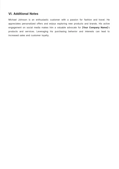 Free Personal Customer Profile Template to Edit Online