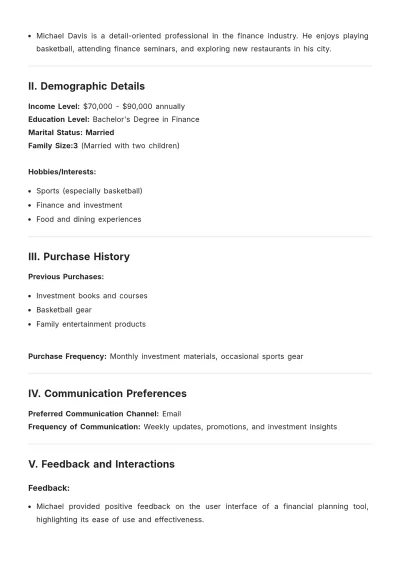 Free Primary Customer Profile Template to Edit Online