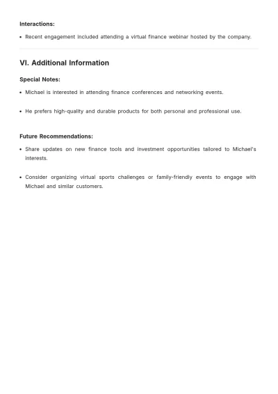Free Primary Customer Profile Template to Edit Online
