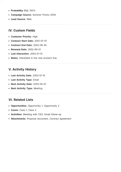 Free Salesforce Customer Profile Template to Edit Online