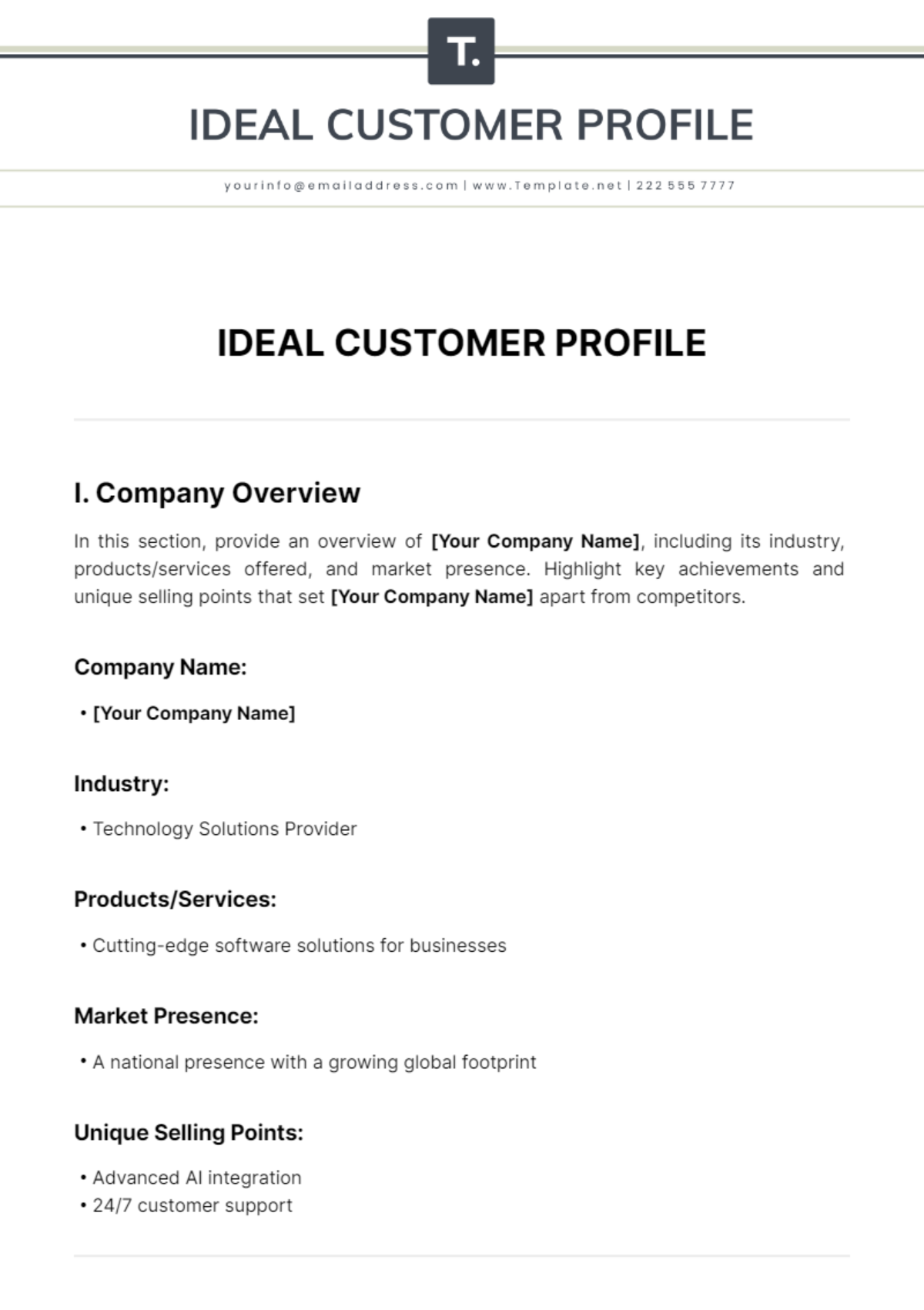 Ideal Customer Profile Template
