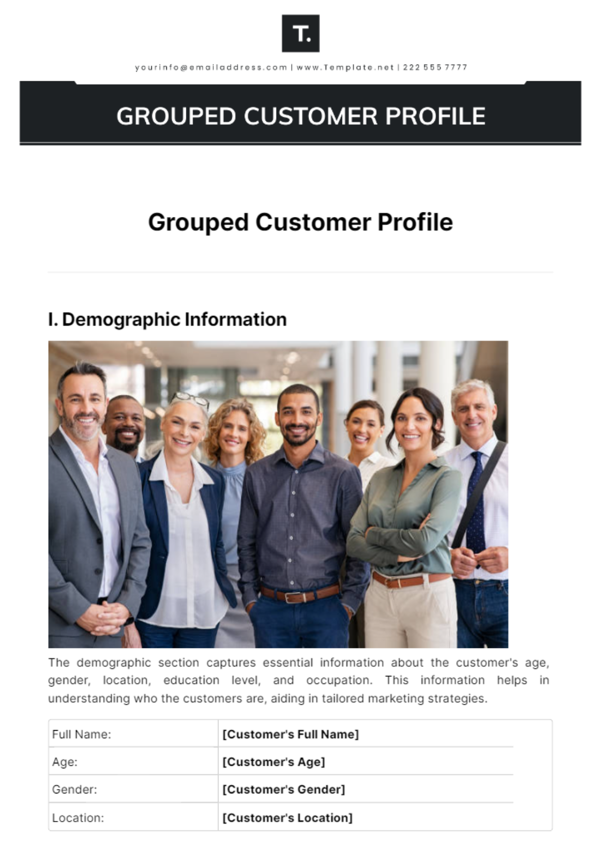 Grouped Customer Profile Template