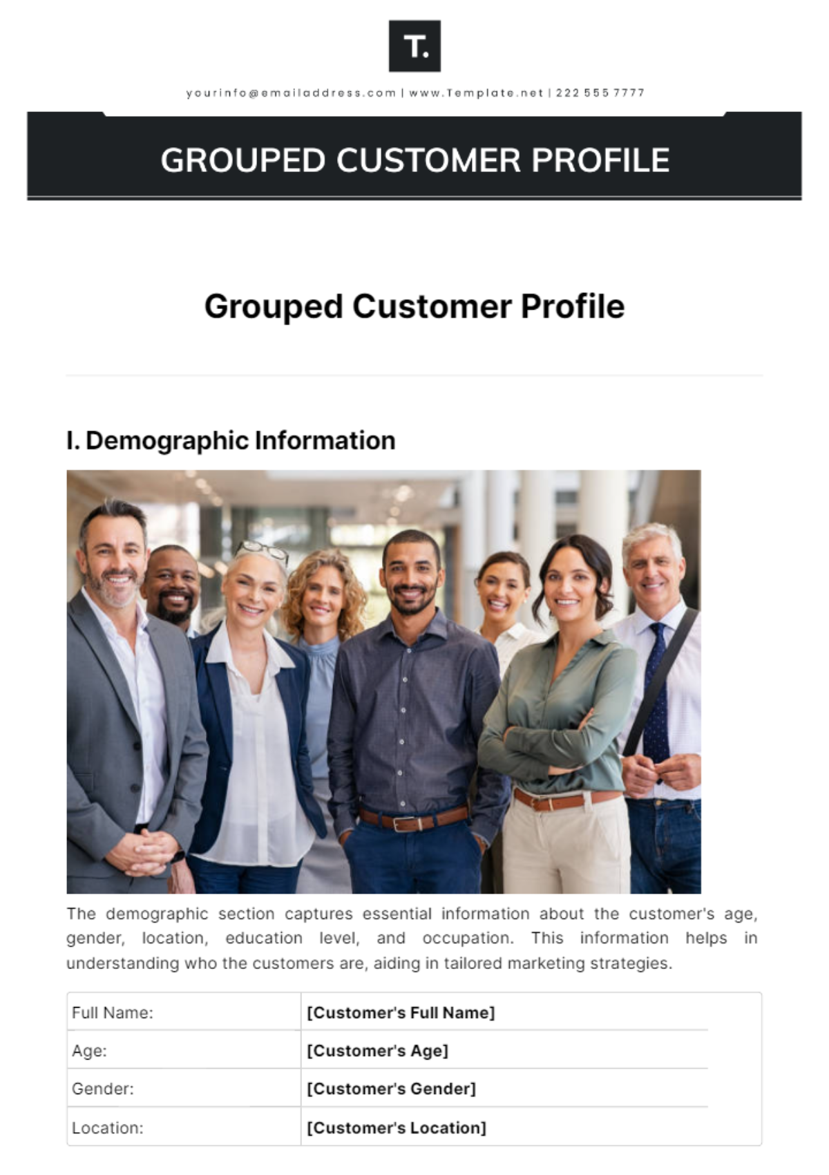 Grouped Customer Profile Template - Edit Online & Download