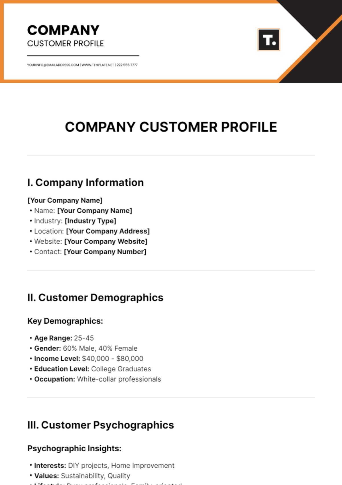Company Customer Profile Template