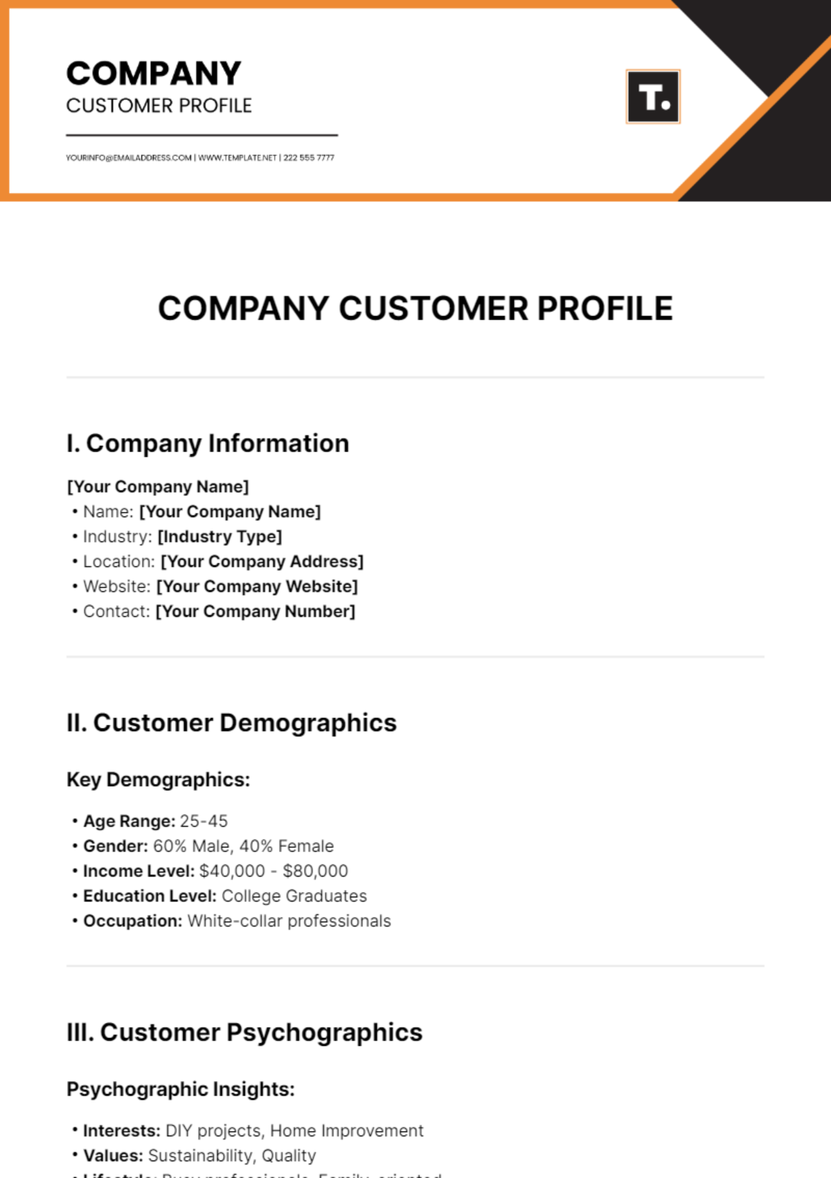 Company Customer Profile Template - Edit Online & Download